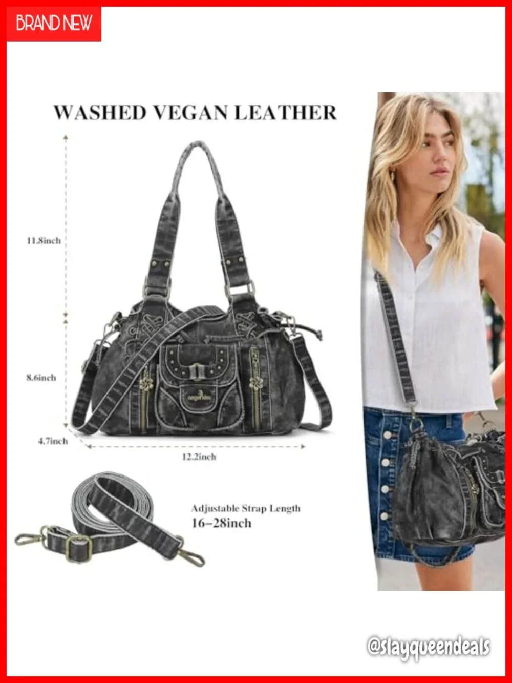 Small Hobo Bag Faux Leather Shoulder Handbag with Removable Strap